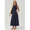 image:imageGRECERELLE Womens 2026 Spring Summer Casual Mock Neck Sleeveless Flared Maxi Dress with Pockets XS  3XLNavy Blue