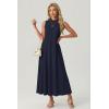 image:imageGRECERELLE Womens 2026 Spring Summer Casual Mock Neck Sleeveless Flared Maxi Dress with Pockets XS  3XLNavy Blue