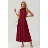 image:imageGRECERELLE Womens 2026 Spring Summer Casual Mock Neck Sleeveless Flared Maxi Dress with Pockets XS  3XLRed