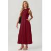 image:imageGRECERELLE Womens 2026 Spring Summer Casual Mock Neck Sleeveless Flared Maxi Dress with Pockets XS  3XLRed