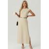 image:imageGRECERELLE Womens 2026 Summer Fall Round Neck AntiPilling Shift Sweater Maxi Dress with Pockets for Business CasualApricot