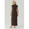 image:imageGRECERELLE Womens 2026 Summer Fall Round Neck AntiPilling Shift Sweater Maxi Dress with Pockets for Business CasualDark Coffee