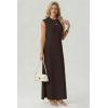 image:imageGRECERELLE Womens 2026 Summer Fall Round Neck AntiPilling Shift Sweater Maxi Dress with Pockets for Business CasualDark Coffee