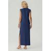 image:imageGRECERELLE Womens 2026 Summer Fall Round Neck AntiPilling Shift Sweater Maxi Dress with Pockets for Business CasualDenim Blue