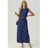 image:imageGRECERELLE Womens 2026 Summer Fall Round Neck AntiPilling Shift Sweater Maxi Dress with Pockets for Business CasualDenim Blue