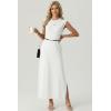 image:imageGRECERELLE Womens 2026 Summer Fall Round Neck AntiPilling Shift Sweater Maxi Dress with Pockets for Business CasualWhite