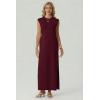image:imageGRECERELLE Womens 2026 Summer Fall Round Neck AntiPilling Shift Sweater Maxi Dress with Pockets for Business CasualWine Red