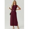 image:imageGRECERELLE Womens 2026 Summer Fall Round Neck AntiPilling Shift Sweater Maxi Dress with Pockets for Business CasualWine Red