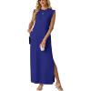 image:imageGRECERELLE Womens 2026 Summer Fall Round Neck AntiPilling Shift Sweater Maxi Dress with Pockets for Business CasualRoyal Blue