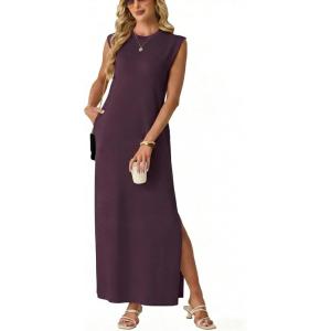 image:imageGRECERELLE Womens 2026 Summer Fall Round Neck AntiPilling Shift Sweater Maxi Dress with Pockets for Business CasualRosewood