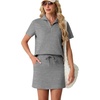 image:imageGRECERELLE Womens Summer 2 Piece Skort Set Half Zip Short Sleeve Top amp Pocketed Tennis Skirt For Sports amp VacationsCharcoal Grey