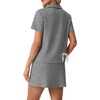 image:imageGRECERELLE Womens Summer 2 Piece Skort Set Half Zip Short Sleeve Top amp Pocketed Tennis Skirt For Sports amp VacationsCharcoal Grey