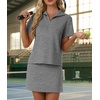 image:imageGRECERELLE Womens Summer 2 Piece Skort Set Half Zip Short Sleeve Top amp Pocketed Tennis Skirt For Sports amp VacationsCharcoal Grey