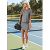 image:imageGRECERELLE Womens Summer 2 Piece Skort Set Half Zip Short Sleeve Top amp Pocketed Tennis Skirt For Sports amp VacationsCharcoal Grey