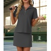 image:imageGRECERELLE Womens Summer 2 Piece Skort Set Half Zip Short Sleeve Top amp Pocketed Tennis Skirt For Sports amp VacationsDark Gray