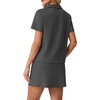 image:imageGRECERELLE Womens Summer 2 Piece Skort Set Half Zip Short Sleeve Top amp Pocketed Tennis Skirt For Sports amp VacationsDark Gray