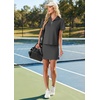 image:imageGRECERELLE Womens Summer 2 Piece Skort Set Half Zip Short Sleeve Top amp Pocketed Tennis Skirt For Sports amp VacationsDark Gray