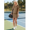 image:imageGRECERELLE Womens Summer 2 Piece Skort Set Half Zip Short Sleeve Top amp Pocketed Tennis Skirt For Sports amp VacationsLight Coffee