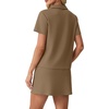 image:imageGRECERELLE Womens Summer 2 Piece Skort Set Half Zip Short Sleeve Top amp Pocketed Tennis Skirt For Sports amp VacationsLight Coffee