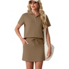 image:imageGRECERELLE Womens Summer 2 Piece Skort Set Half Zip Short Sleeve Top amp Pocketed Tennis Skirt For Sports amp VacationsLight Coffee
