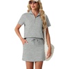 image:imageGRECERELLE Womens Summer 2 Piece Skort Set Half Zip Short Sleeve Top amp Pocketed Tennis Skirt For Sports amp VacationsLight Gray