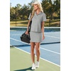 image:imageGRECERELLE Womens Summer 2 Piece Skort Set Half Zip Short Sleeve Top amp Pocketed Tennis Skirt For Sports amp VacationsLight Gray