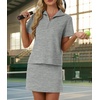 image:imageGRECERELLE Womens Summer 2 Piece Skort Set Half Zip Short Sleeve Top amp Pocketed Tennis Skirt For Sports amp VacationsLight Gray