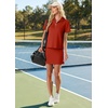 image:imageGRECERELLE Womens Summer 2 Piece Skort Set Half Zip Short Sleeve Top amp Pocketed Tennis Skirt For Sports amp VacationsRed