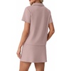 image:imageGRECERELLE Womens Summer 2 Piece Skort Set Half Zip Short Sleeve Top amp Pocketed Tennis Skirt For Sports amp VacationsRose Pink