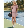 image:imageGRECERELLE Womens Summer 2 Piece Skort Set Half Zip Short Sleeve Top amp Pocketed Tennis Skirt For Sports amp VacationsRose Pink