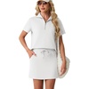 image:imageGRECERELLE Womens Summer 2 Piece Skort Set Half Zip Short Sleeve Top amp Pocketed Tennis Skirt For Sports amp VacationsWhite