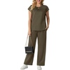 image:imageGRECERELLE Two Piece Set for Women Summer Cap Sleeve Tops Wide Leg Pants Lounge Sets Vacation Travel Outfits with PocketArmy Green
