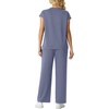 image:imageGRECERELLE Two Piece Set for Women Summer Cap Sleeve Tops Wide Leg Pants Lounge Sets Vacation Travel Outfits with PocketHaze Blue