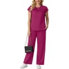image:imageGRECERELLE Two Piece Set for Women Summer Cap Sleeve Tops Wide Leg Pants Lounge Sets Vacation Travel Outfits with PocketHot Pink