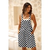 image:imageGRECERELLE Jumpsuits For Women Summer Short Overalls Casual Sleeveless Adjustable Loose Womens Rompers with Pockets 2026Black White Plaid