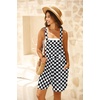 image:imageGRECERELLE Jumpsuits For Women Summer Short Overalls Casual Sleeveless Adjustable Loose Womens Rompers with Pockets 2026Black White Plaid