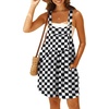 image:imageGRECERELLE Jumpsuits For Women Summer Short Overalls Casual Sleeveless Adjustable Loose Womens Rompers with Pockets 2026Black White Plaid