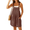image:imageGRECERELLE Jumpsuits For Women Summer Short Overalls Casual Sleeveless Adjustable Loose Womens Rompers with Pockets 2026Coffee