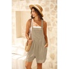 image:imageGRECERELLE Jumpsuits For Women Summer Short Overalls Casual Sleeveless Adjustable Loose Womens Rompers with Pockets 2026Dark Apricot
