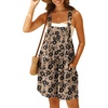 image:imageGRECERELLE Jumpsuits For Women Summer Short Overalls Casual Sleeveless Adjustable Loose Womens Rompers with Pockets 2026Fpkhaki Black Flower