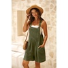 image:imageGRECERELLE Jumpsuits For Women Summer Short Overalls Casual Sleeveless Adjustable Loose Womens Rompers with Pockets 2026Green