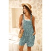 image:imageGRECERELLE Jumpsuits For Women Summer Short Overalls Casual Sleeveless Adjustable Loose Womens Rompers with Pockets 2026Green White Flower