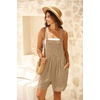 image:imageGRECERELLE Jumpsuits For Women Summer Short Overalls Casual Sleeveless Adjustable Loose Womens Rompers with Pockets 2026Khaki