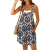 image:imageGRECERELLE Jumpsuits For Women Summer Short Overalls Casual Sleeveless Adjustable Loose Womens Rompers with Pockets 2026Khaki Blue Baroque