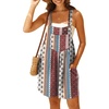 image:imageGRECERELLE Jumpsuits For Women Summer Short Overalls Casual Sleeveless Adjustable Loose Womens Rompers with Pockets 2026Red Cashew Stripe