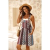 image:imageGRECERELLE Jumpsuits For Women Summer Short Overalls Casual Sleeveless Adjustable Loose Womens Rompers with Pockets 2026Red Cashew Stripe