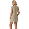 image:imageGRECERELLE Womens 2026 Summer 2 Piece Skort Sets Cap Sleeve Zip Collared Top Matching Tennis Skirt with Pockets for AthleticKhaki