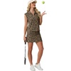 image:imageGRECERELLE Womens 2026 Summer 2 Piece Skort Sets Cap Sleeve Zip Collared Top Matching Tennis Skirt with Pockets for AthleticLeopard