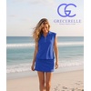 image:imageGRECERELLE Womens 2026 Summer 2 Piece Skort Sets Cap Sleeve Zip Collared Top Matching Tennis Skirt with Pockets for AthleticRoyal Blue