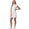 image:imageGRECERELLE Womens 2026 Summer 2 Piece Skort Sets Cap Sleeve Zip Collared Top Matching Tennis Skirt with Pockets for AthleticWhite